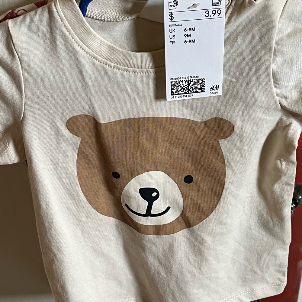 H&M Cream Bear Face Kids Tee